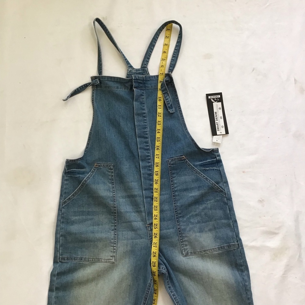 NWT- Jordache Women Vintage Blue Acid Wash Denim Y2K Farmhouse Jumper SZ S - Picture 7 of 9